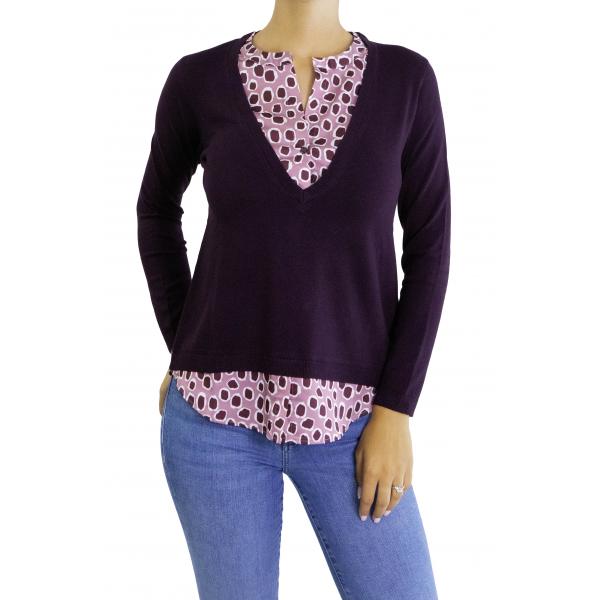 Maglia con camicia fantasia 